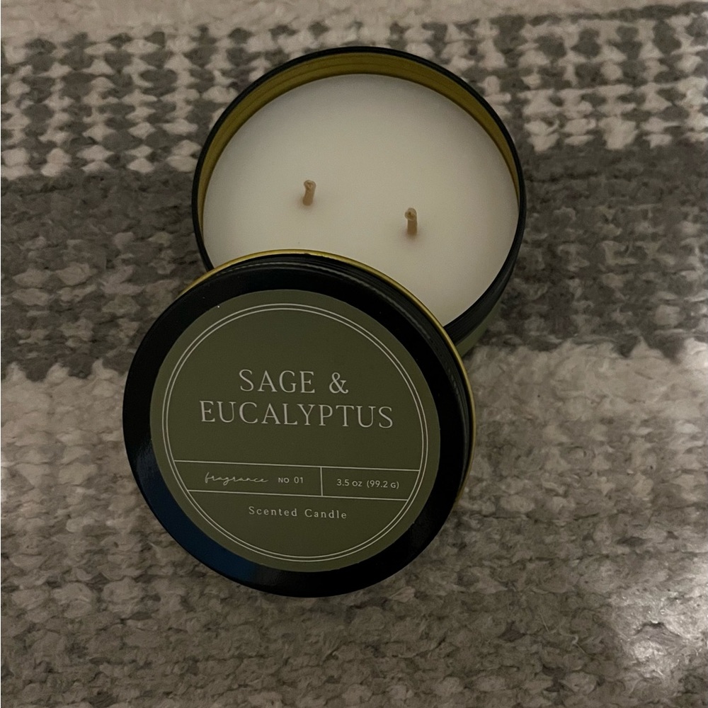 Sage and eucalyptus scented candle